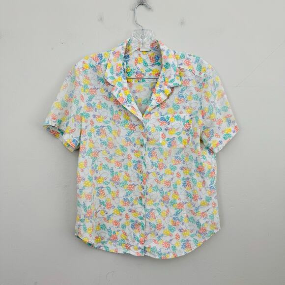 Jantzen Vintage Short Sleeve Multicolor Polka Dot Button Up Girls 14 - Picture 1 of 7
